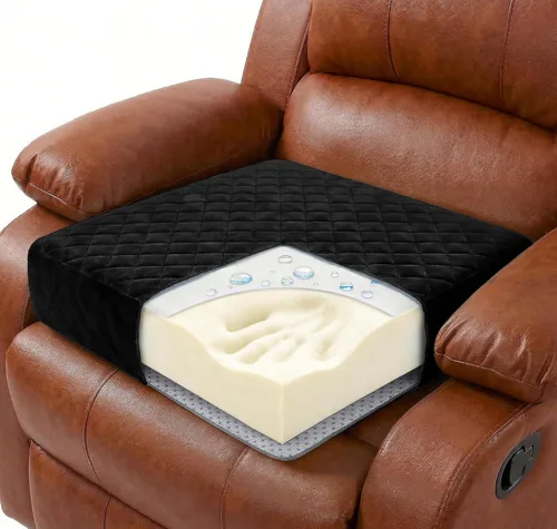 Miniatura 7 de Cojín de asiento para silla reclinable de espuma viscoelástica de 20 x 20 x 3 pulgadas para sentarse durante mucho tiempo, almohadilla para sillón
