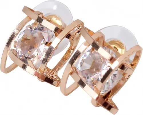 Guoshang - Aretes geométricos de cristal con forma de cubo para mujer, diseño de diamantes de imitación, color dorado y plateado, 2 colores