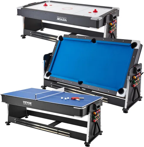 Miniatura 11 de VEVOR Mesas de hockey de aire de 72 y 89 pulgadas con marcador LED, mesa de juegos 3 en 1 de 88 pulgadas (hockey, billar, ping pong), incluye