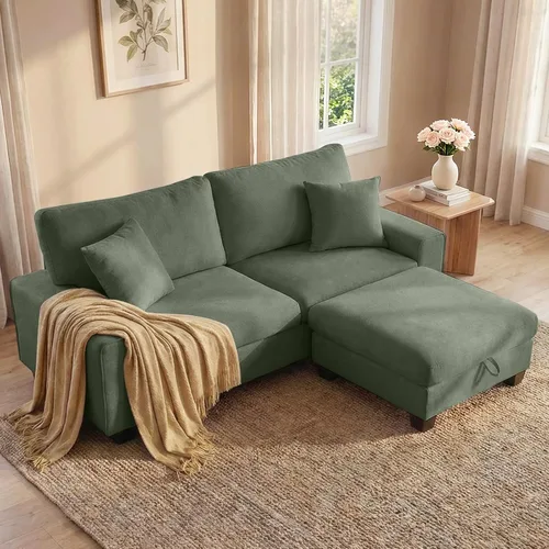 Miniatura 30 de DOPEDIO Sofá biplaza moderno para sala de estar, sillón reclinable de chenilla, funda extraíble, cojines de resorte, marco de madera maciza, fácil