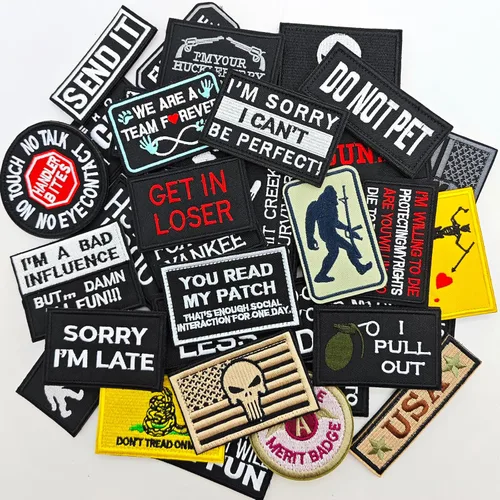 Miniatura 3 de 12 parches tácticos divertidos al azar con moral, bordado completo, parches militares con lazo y gancho para gorras, mochilas, chalecos, arnés