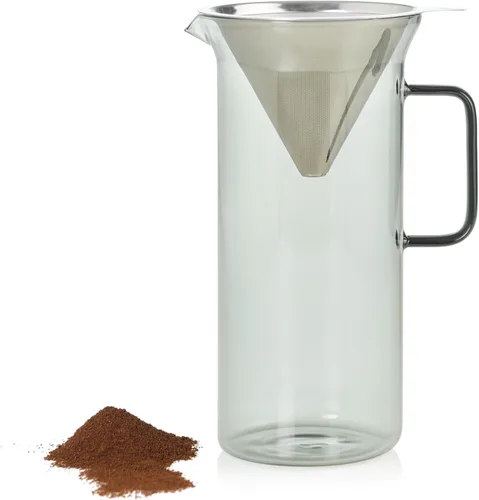 Miniatura 5 de AdHoc Impact Pour Over - Cafetera con recipiente de vidrio de 1 litro, filtro de acero inoxidable reutilizable de doble capa, cafetera