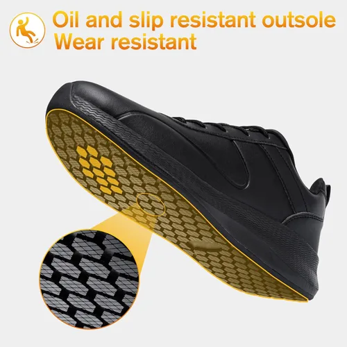 Miniatura 2 de Zapatos de trabajo antideslizantes para hombre, zapatos de cocina impermeables para chef, zapatos cómodos antideslizantes para restaurante, calzado