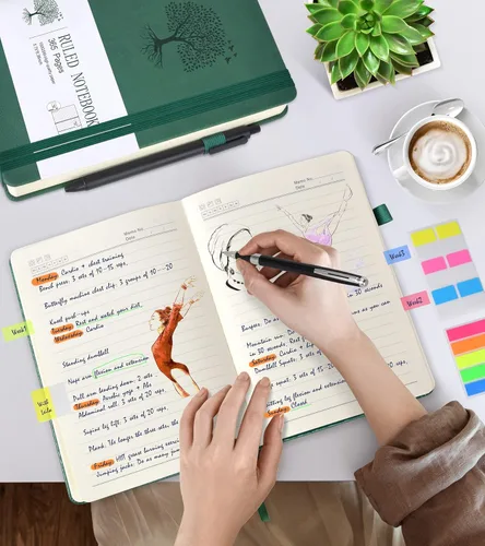 Miniatura 6 de Cuaderno con Líneas - 365 Páginas A5 Cuadernos Gruesos para Escribir Cuaderno Rayado, Diario de Cuero de Tapa Dura para Mujeres Hombres Cuaderno