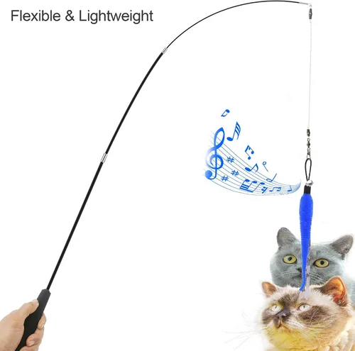 Miniatura 5 de ZPH Juguetes para gatos, paquete variado de plumas interactivas para gatos, varita y gatito, incluye juguete de ejercicio para gatos, ratón, gusanos