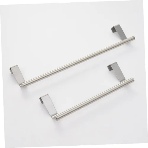 Miniatura 4 de OSALADI Toallero de pared para colocar sobre la puerta, toallero metálico plateado sobre la puerta, toallero de cocina, estante para platos de acero