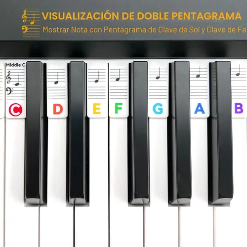 Miniatura 5 de BEATBIT Guía de notas de piano para principiantes, etiquetas extraíbles para notas de teclado de piano para aprender, tamaño completo de 88 teclas
