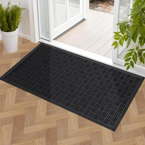 Mibao Tapete para puerta delantera, resistente y duradero, tapete de bienvenida para interiores y exteriores, atrapador de suciedad, impermeable,