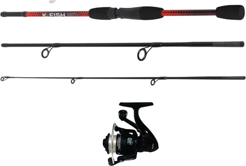 Miniatura 8 de Juego de combinación de pesca de peces K aparejados y listos. Caña compacta de 3 secciones de 66.9 in 5 pies 7 pulgadas, caja de aparejos y aparejos