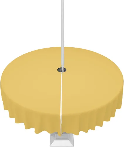 Miniatura 64 de QueenKer Mantel de exterior verde oliva con agujero para sombrilla y cremallera, mantel de color sólido para mesas cuadradas, colección de mesa