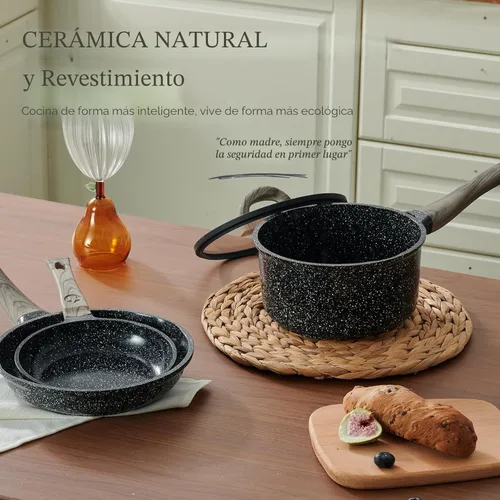 Miniatura 7 de USELUCK Juego de ollas y sartenes antiadherentes, no tóxicos, 22 piezas de utensilios de cocina de cerámica, ollas y sartenes antiadherentes