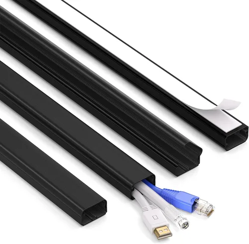 Miniatura 11 de ZhiYo Ocultador de cable de 85 pulgadas para un cable, cubiertas de cable autoadhesivas para cables en la pared, cubiertas de cable de TV pintables