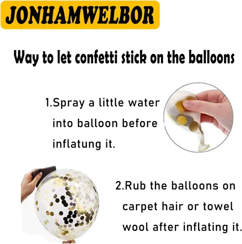 Miniatura 5 de Jonhamwelbor Globos dorados y negros de 40 cumpleaños, decoraciones de fiesta, paquete de 15 globos de látex y confeti de 12 pulgadas impresos