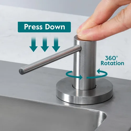 Miniatura 2 de Gappo Dispensador de jabón mejorado para fregadero de cocina, níquel cepillado, bomba de encimera de acero inoxidable, dispensador de jabón