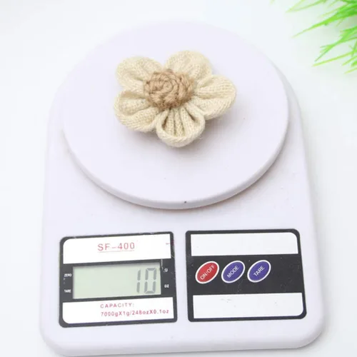 Miniatura 6 de Abaodam Flores de encaje de arpillera, 10 mini rosas de yute simuladas para bricolaje, bodas, fiestas, decoración rústica de manualidades, adornos