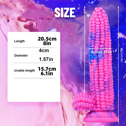 Miniatura 2 de Consolador monstruo colorido grano grande maíz adulto juguete sexual con fuerte ventosa 8 pulgadas consoladores vegetales suaves flexibles - rosa