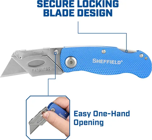 Miniatura 5 de Sheffield 12514 Cuchillo Utilitario Plegable Paquete de 3, Rellenos para Calcetines, Regalos para Hombres, Regalos para Papá, Hojas de Cuchillo