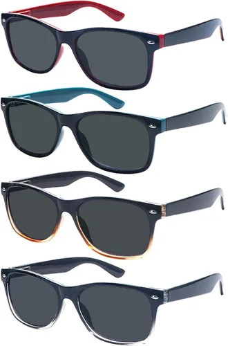 Miniatura 9 de Paquete de 4 lentes de sol de lectura clásicos para mujeres y hombres, bisagra de resorte, lentes de lectura al aire libre con protección UV400