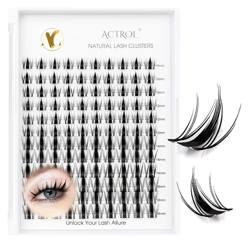 Miniatura 20 de Pestañas de anime con forma de pluma, extensiones de racimo de pestañas naturales de manga individual