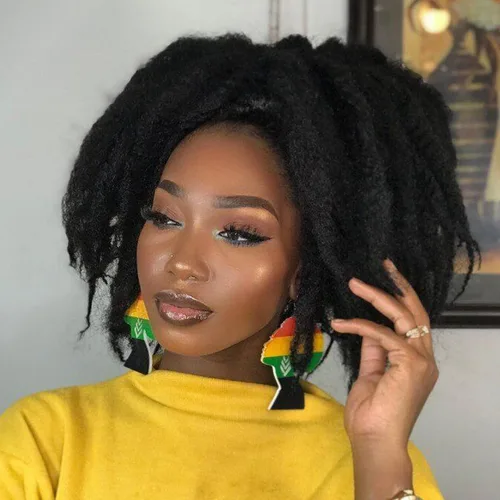 ToyoTress Bob Marley Twist Hair - 8 Pulgadas Paquete de 6 Cabello Marley Negro Corto Para Locs Falsos, Extensiones de Cabello Rizado Afro Kinky