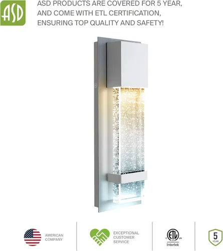 Miniatura 8 de ASD LED 13" Bubble Glass Wall Light Fixture, Outdoor & Indoor Seeded Sconce 3CCT, Waterproof, Dimmable, ETL Listed 12W 500LM 3000-5000K 120V