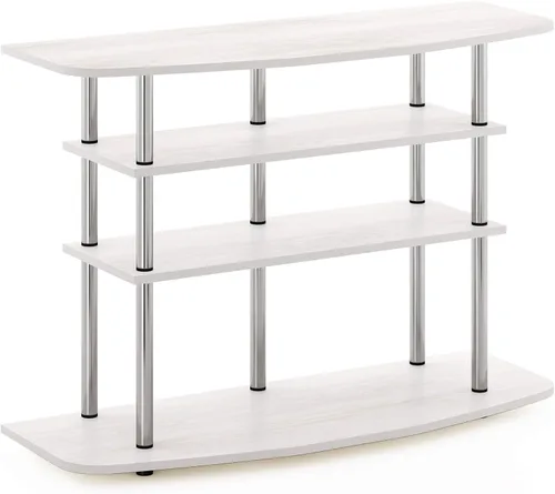 Miniatura 5 de Furinno Frans Turn-N-Tube - Soporte para televisor de 4 niveles, para televisores de hasta 43 pulgadas, color roble blanco