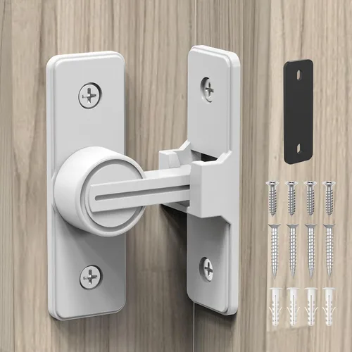 Miniatura 13 de Cerradura de puerta de granero abatible de 90 grados, cerraduras de puerta corredera de alta resistencia para jardín, baño, garaje, puertas