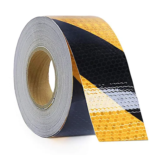 Rollo de cinta de seguridad reflectante impermeable de 2 pulgadas x 150 pies, cinta de marcado de piso a rayas amarillas y negras, cinta de Amarillo