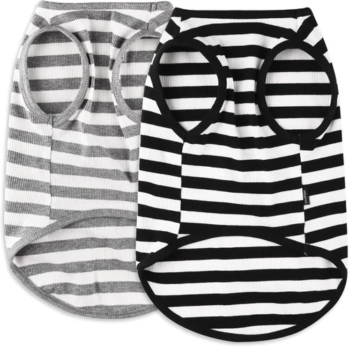 Miniatura 10 de Camisa para perro, ropa a rayas para perro, chalecos elásticos de algodón suave para perros pequeños, medianos y grandes, ropa para cachorros, ropa