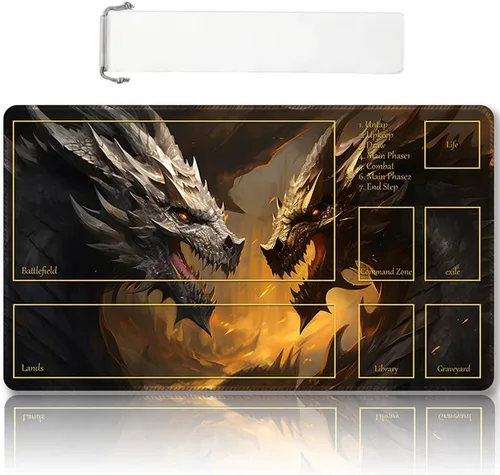 Miniatura 36 de DAUXID Tapete de juego MTG cosido de alta calidad con zonas y parte trasera de goma antideslizante, tapete de juego TCG para MTG y otros