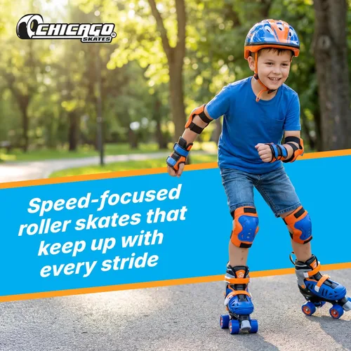 Miniatura 5 de Chicago Skates Glitzy - Patines de ruedas para niños, patines ajustables para niñas y niños, ruedas iluminadas, patines cuádruples duraderos