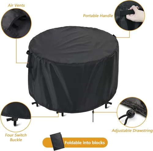 Miniatura 3 de Kingling Fundas impermeables para muebles de patio, fundas redondas para mesa de patio de 42 pulgadas, resistentes al aire libre, para comedor