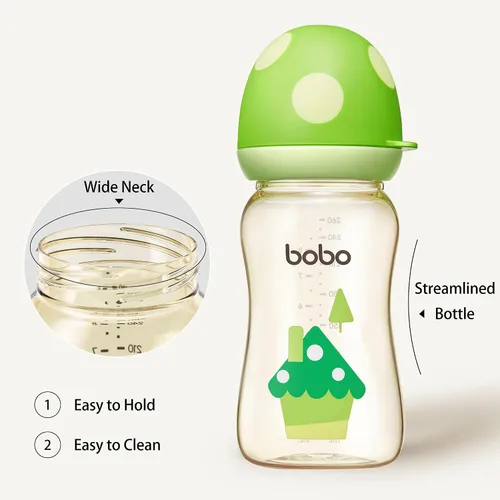 Miniatura 4 de YOHKOH Biberón PPSU de cuello ancho, biberón anticólico para recién nacidos con tetina de respuesta natural, cuerpo aerodinámico, fácil de limpiar