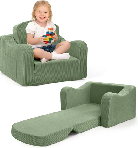Miniatura 14 de Silla y sofá gruesos y cómodos para niños pequeños, sofá de felpa suave de 2 en 1 plegable para niños, sofá convertible a tumbona para niños