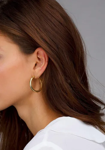 Miniatura 51 de Aretes de aro gruesos de oro para mujer, chapados en oro de 14 quilates, aretes de aro triple, hipoalergénicos, a la moda, aretes de aro gruesos