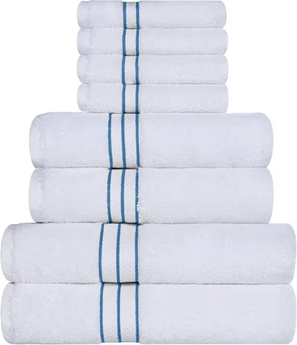 Miniatura 86 de Juego de toallas de baño de algodón turco ultra suave de Superior, juego de 2 piezas, toallas para la ducha, baño, artículos esenciales para el Latte