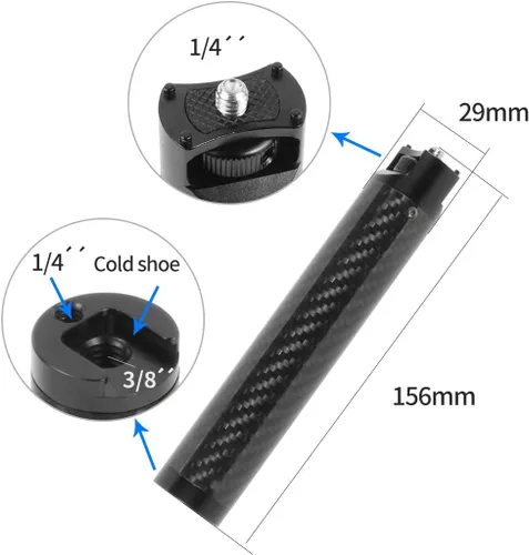 Miniatura 2 de Barra de extensión de mango de fibra de carbono compatible con Weebill S Estabilizador de mano Soporte de monitor para cardán Weebill Lab