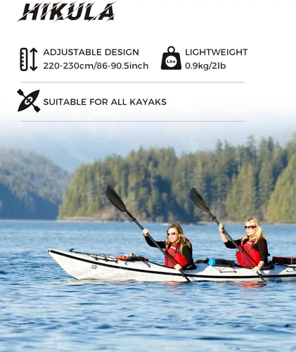 Miniatura 2 de Adjustable Carbon Fiber Shaft Kayak Paddle, Kayaking Oars with Reinforced Nylon Blade for Adults, 4 Piece, 86in/220cm to 90in/230cm