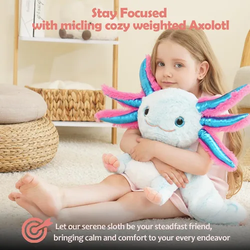 Miniatura 2 de Micling Animal de Peluche con Peso - Ajolote Azul 4.5 libras, Ideal para Necesidades Sensoriales, Autismo y Ansiedad Comodidad y Relajación tanto