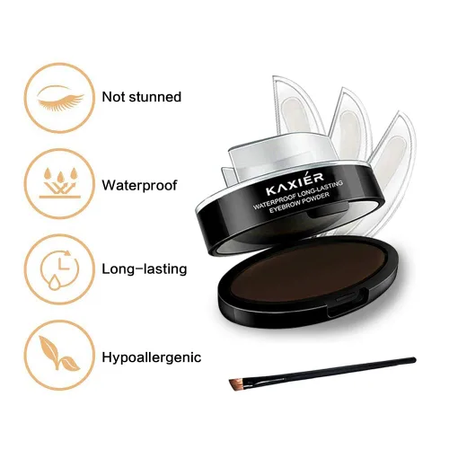 Miniatura 2 de Sello de cejas en polvo perfecto para cejas, tres sellos, polvo de cejas natural, forma delicada con cepillo para cejas (negro gris)
