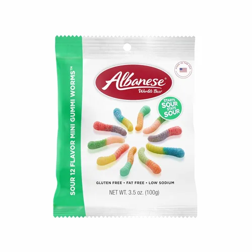 Miniatura 10 de Albanese World's Best Sour 12 Flavor Mini Gummi Worms Bolsa de caramelos de 0.85 onzas, paquete de 200 12 sabores ácidos únicos, sin gluten, sin