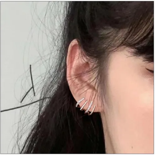 Miniatura 4 de Aretes de aro de oro de moda para mujer, chapados en oro de 14 quilates, aretes de plata de ley con circonitas cúbicas AAAA+, aretes de aro dobles