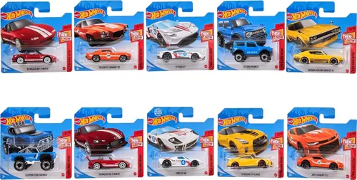 Hot Wheels Paquete de 10 autos o camiones de juguete, juego de 10 vehículos a escala 1:64 para niños y coleccionistas (los estilos pueden variar)