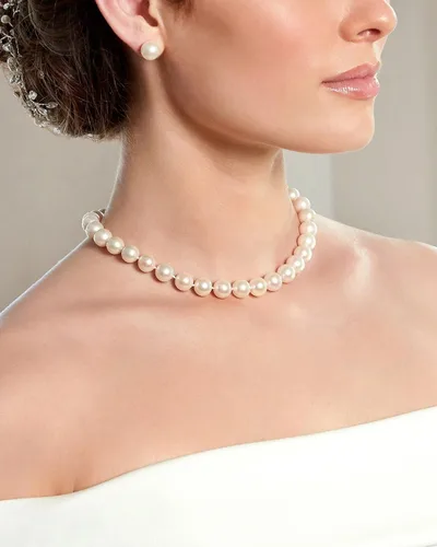 Miniatura 15 de The Pearl Source Real Pearl Necklace for Women with AAA+ Quality Round White Freshwater Genuine Cultured Pearls Pearl Strand with 14K Gold Plated