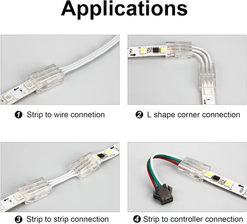 Miniatura 7 de RGBZONE Kit de conector LED de 3 pines de 0.394 in con cable de extensión de 3 pines de 32.8 pies y 10 piezas de tira LED de 3 pines para conectores