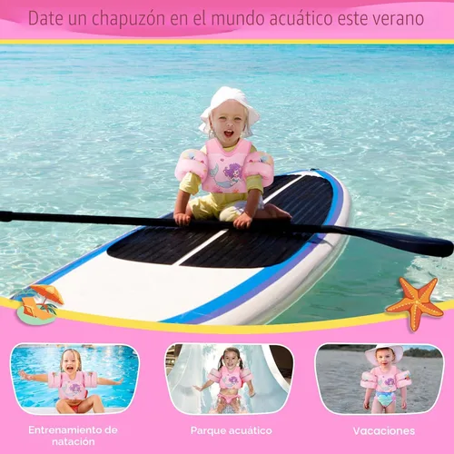 Miniatura 7 de MoKo Chaleco de natación para niños pequeños de 13-30/20-50/22-66 libras, flotadores de brazo de natación de dibujos animados, alas de agua, Sirena