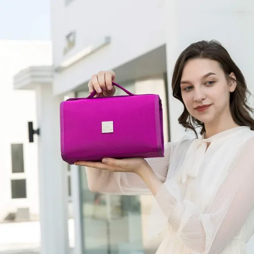Miniatura 7 de ROYALFAIR Bolsa de maquillaje enrollable, bolsa de aseo de viaje para mujer con 4 bolsas transparentes aprobadas por la TSA, organizador de viaje