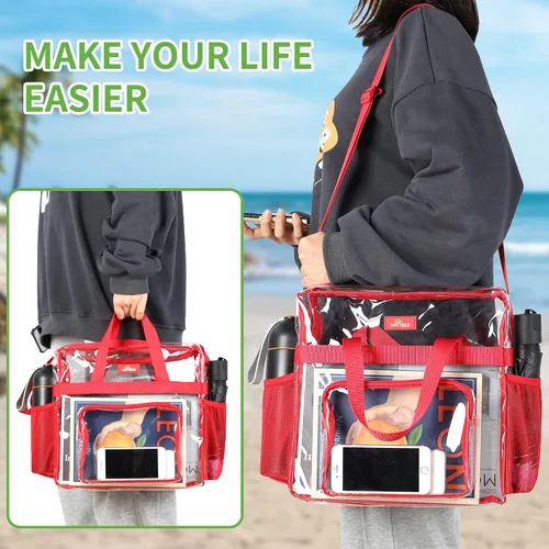 Miniatura 64 de MAY TREE Bolsa transparente para eventos en estadios de 12 x 6 x 12 pulgadas, bolsa de almuerzo transparente con correas reforzadas para trabajo