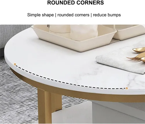 Miniatura 2 de Mesa Marble Oval Coffee Table Nordic Creative Metal Side Table Fashion Wrought Iron Center Table w/Metal e Home Living Room Furniture Black