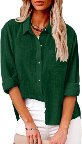 Miniatura 68 de SMIDOW Camisa de algodón y lino con botones para mujer